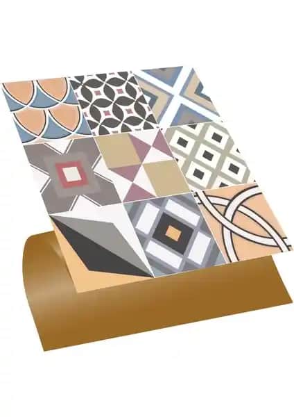 Tink Kendinden Yapışkanlı Geometrik Pop Art Desenli PVC Karo ile Modern İç Mekan Dekorasyonu