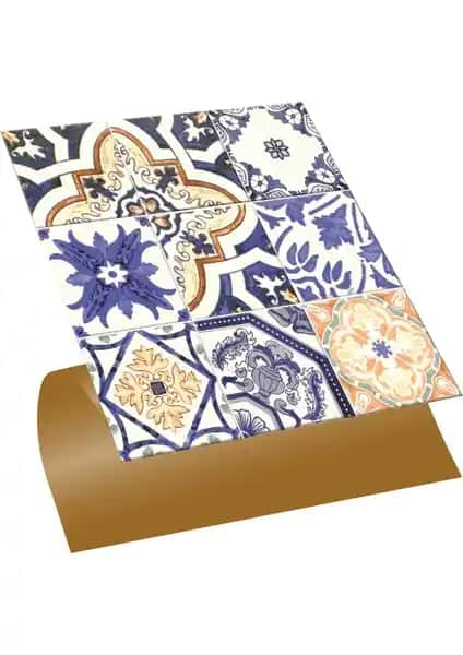 Tink Kendinden Yapışkanlı Karma Mavi Çini Desenli PVC Karo İç Mekan Dekorasyonu İçin Pratik Çözüm