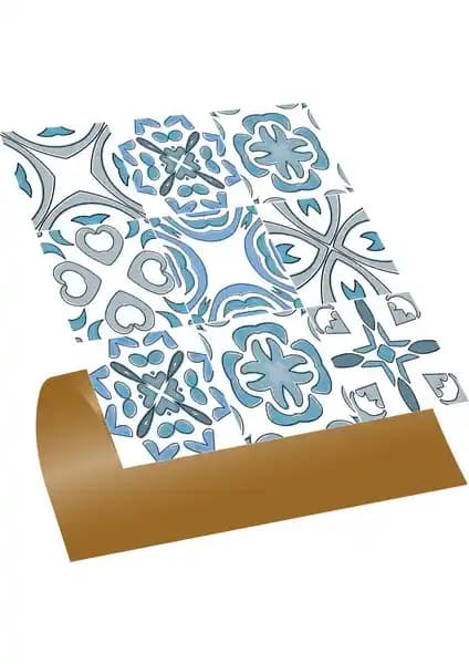 Tink Kendinden Yapışkanlı Mavi Kabuki Desenli PVC Karo İç Mekan Dekorasyonu İçin Pratik ve Estetik Çözüm