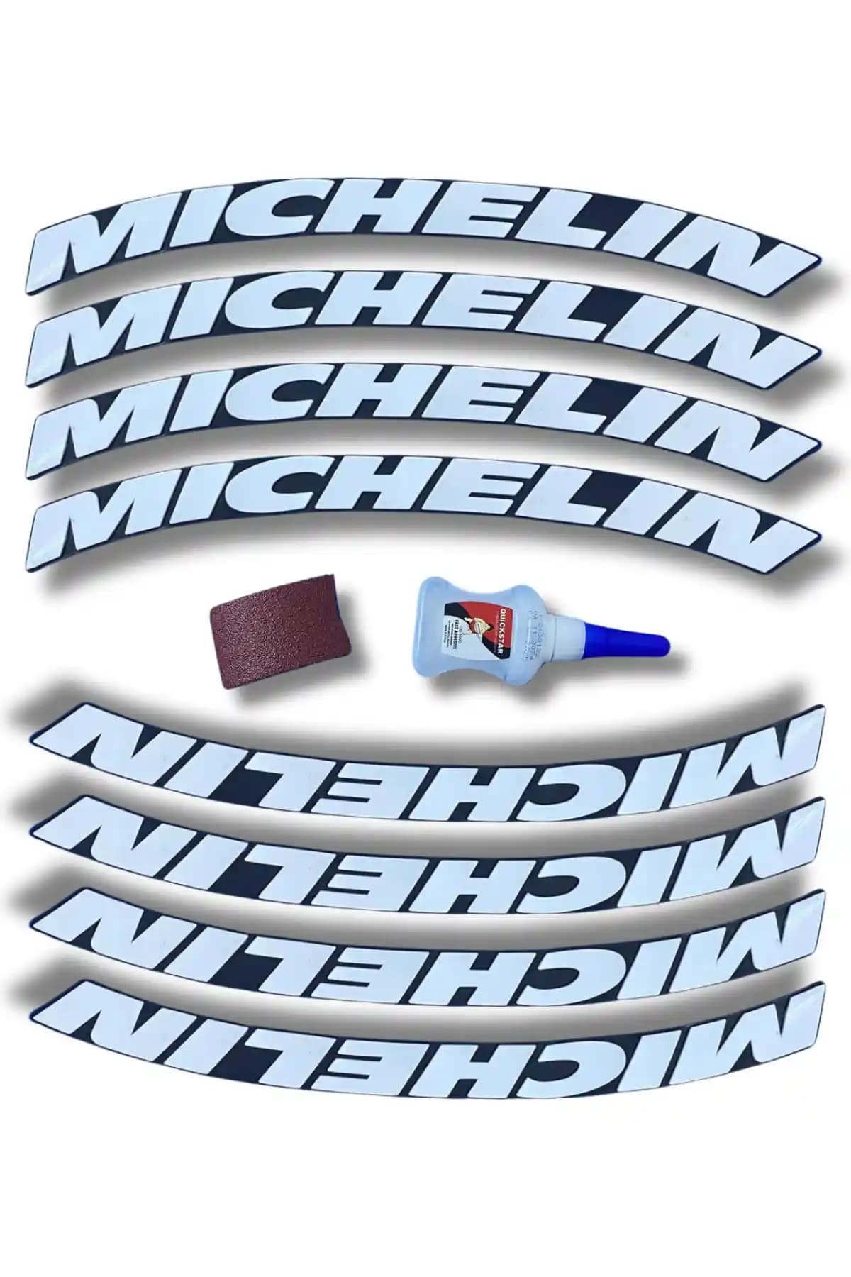 ASTUNİNG Michelin Motosiklet ve Otomobil Lastik Yazısı Kabartma Sticker Seti 8 Adet