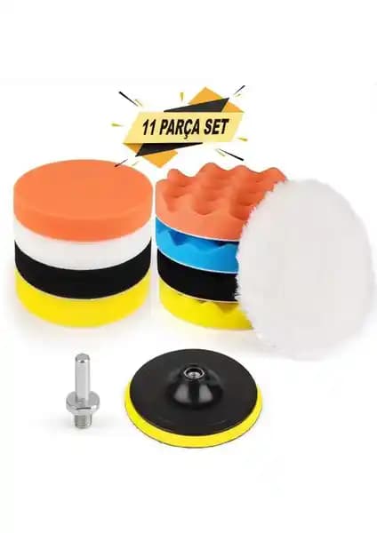 Badem10 Rodex 11 Parçalı 115 mm Pasta Cila Polisaj Süngeri Pedi Seti ile Profesyonel Parlatma