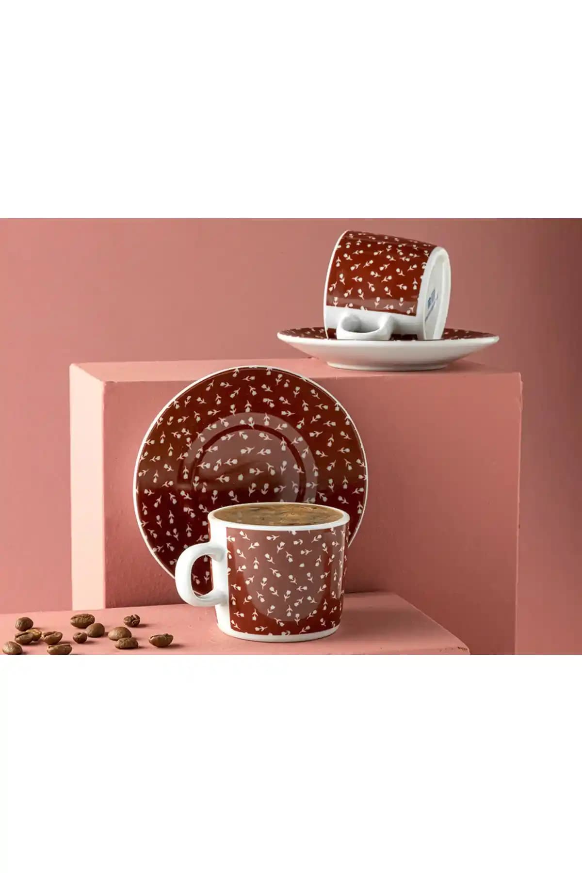 English Home Lulea Bordo Porselen 2'li Kahve Fincan Takımı 80 ml - Zarif ve Dayanıklı