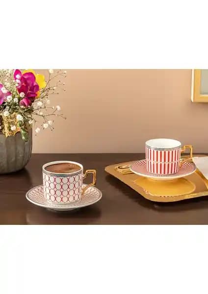 English Home Rabecca 2'li Kırmızı Porselen Kahve Fincan Takımı 90 ml Şıklık ve Fonksiyonellik