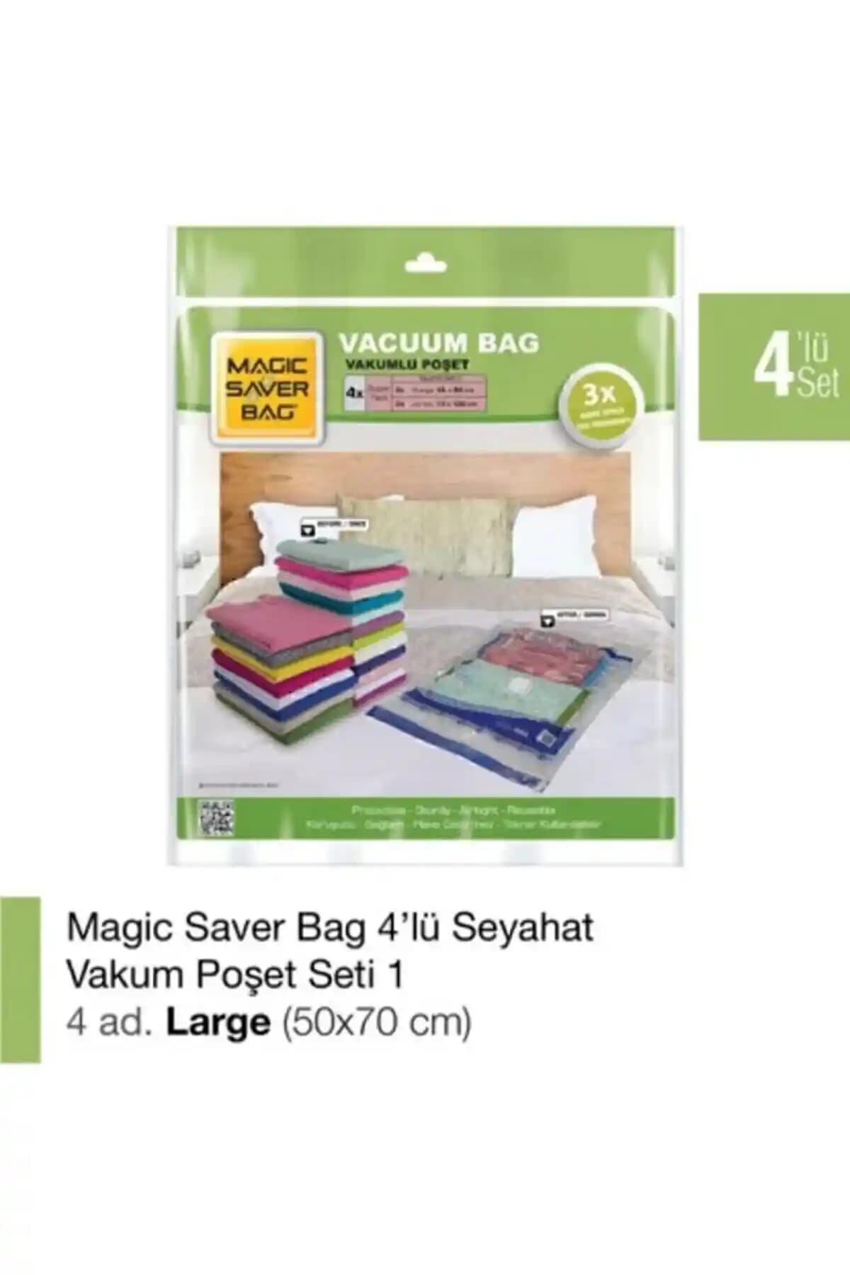 Magic Saver Bag 4’lü Vakumlu Poşet Set-1 ile Alan Tasarrufu ve Düzen Sağlama