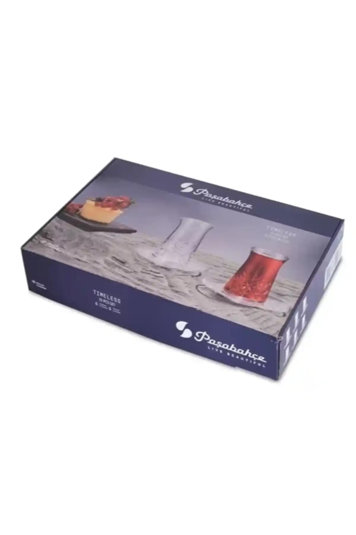 Paşabahçe Timeless 6 Kişilik Şeffaf Cam Çay Bardağı ve Tabağı Seti