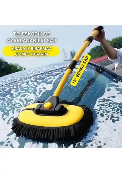 Polham 100CM Teleskopik Saplı Kuru Islak Araç Temizleme Fırçası ile Etkili Temizlik
