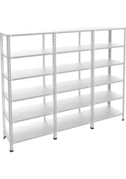 Rafburada 6 Katlı 3'lü Galvaniz Çelik Raf: Dayanıklı ve Fonksiyonel Depolama Çözümü