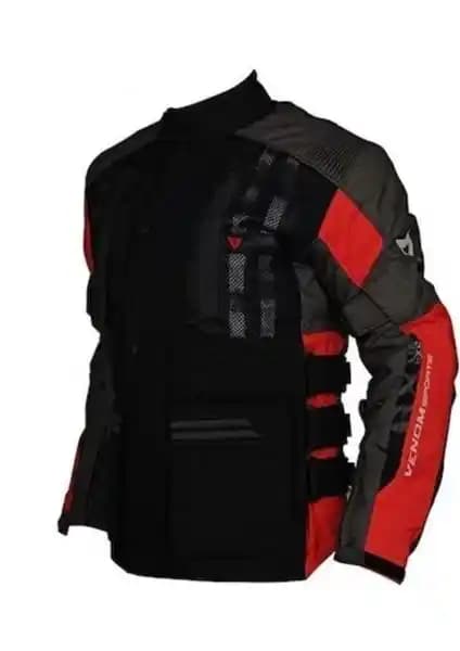 Venom Tourex Touring Siyah-Kırmızı Motosiklet Ceketi: Dayanıklı ve Konforlu Koruma