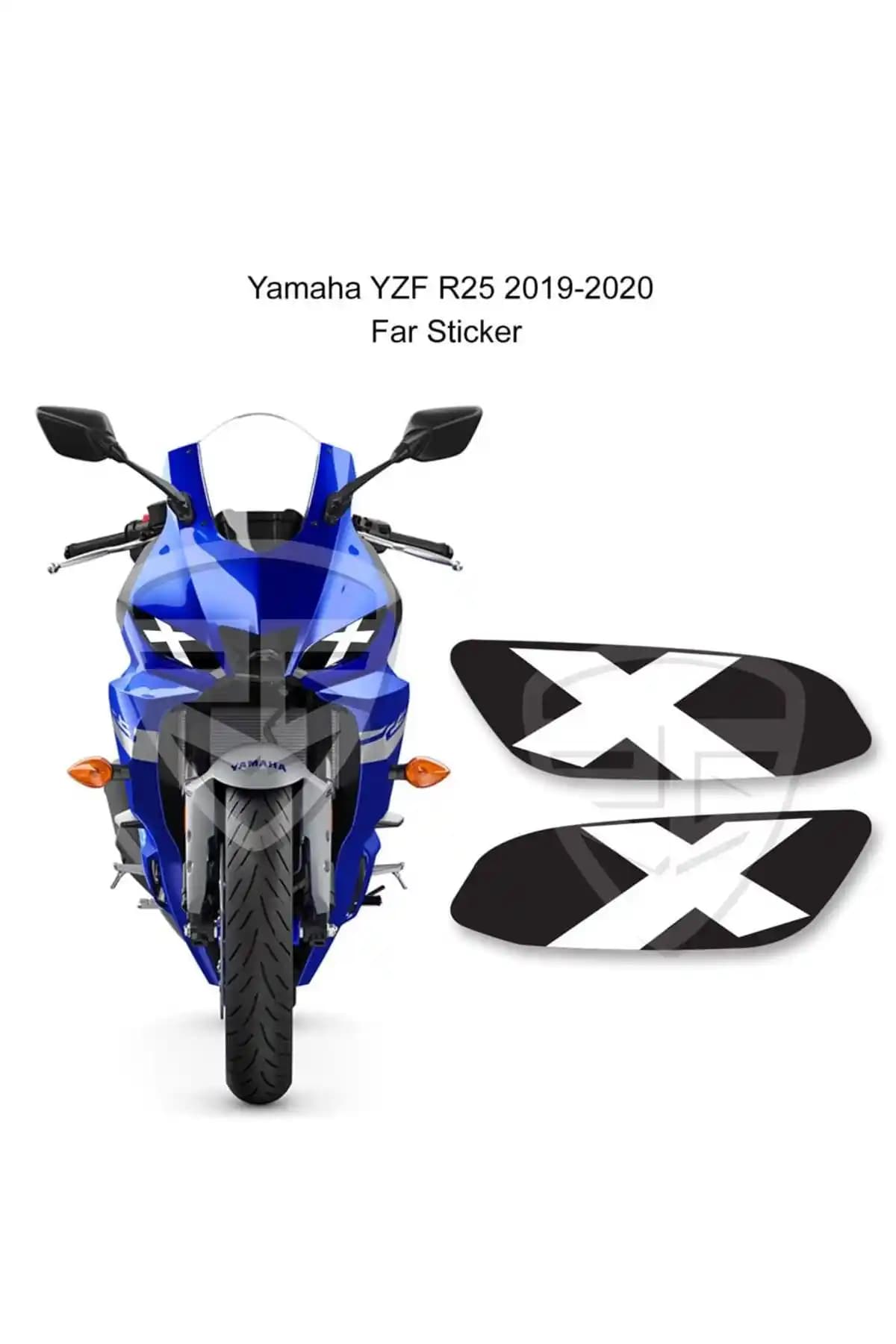 Yamaha YZF R25 2019-2020 Uyumlu Redline Grafik Siyah Beyaz Far Sticker İncelemesi