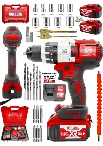 Daflong 58V Çelik Şanzımanlı Darbeli Matkap: Yüksek Performans ve Dayanıklılık