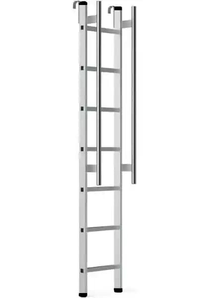 Narvon 2 Metre Korkuluklu Kancalı Alüminyum Merdiven Endüstriyel ve İnşaat Kullanımı İçin