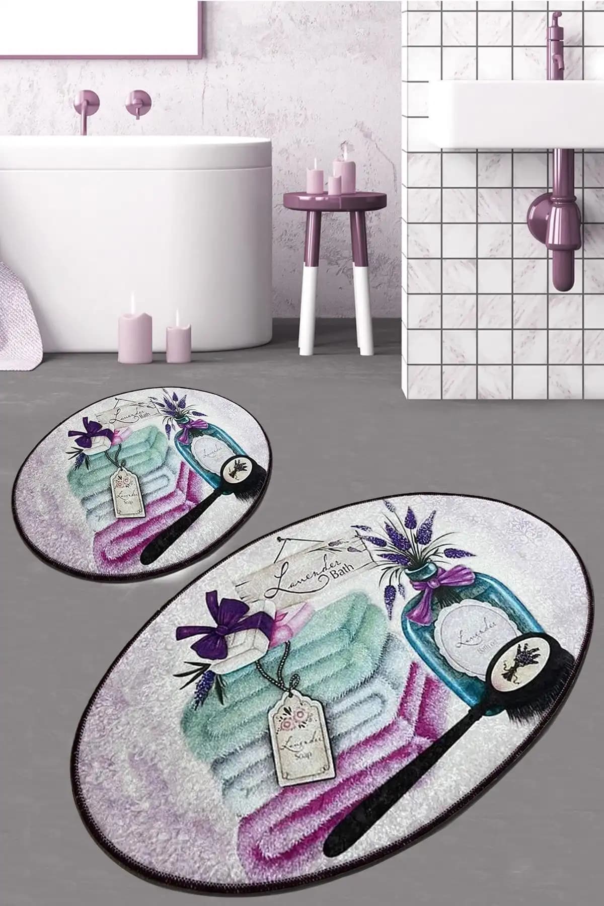 Chilai Home Lavanta 2'li Banyo Seti Klozet Takımı ve Paspas ile Estetik ve Fonksiyonellik