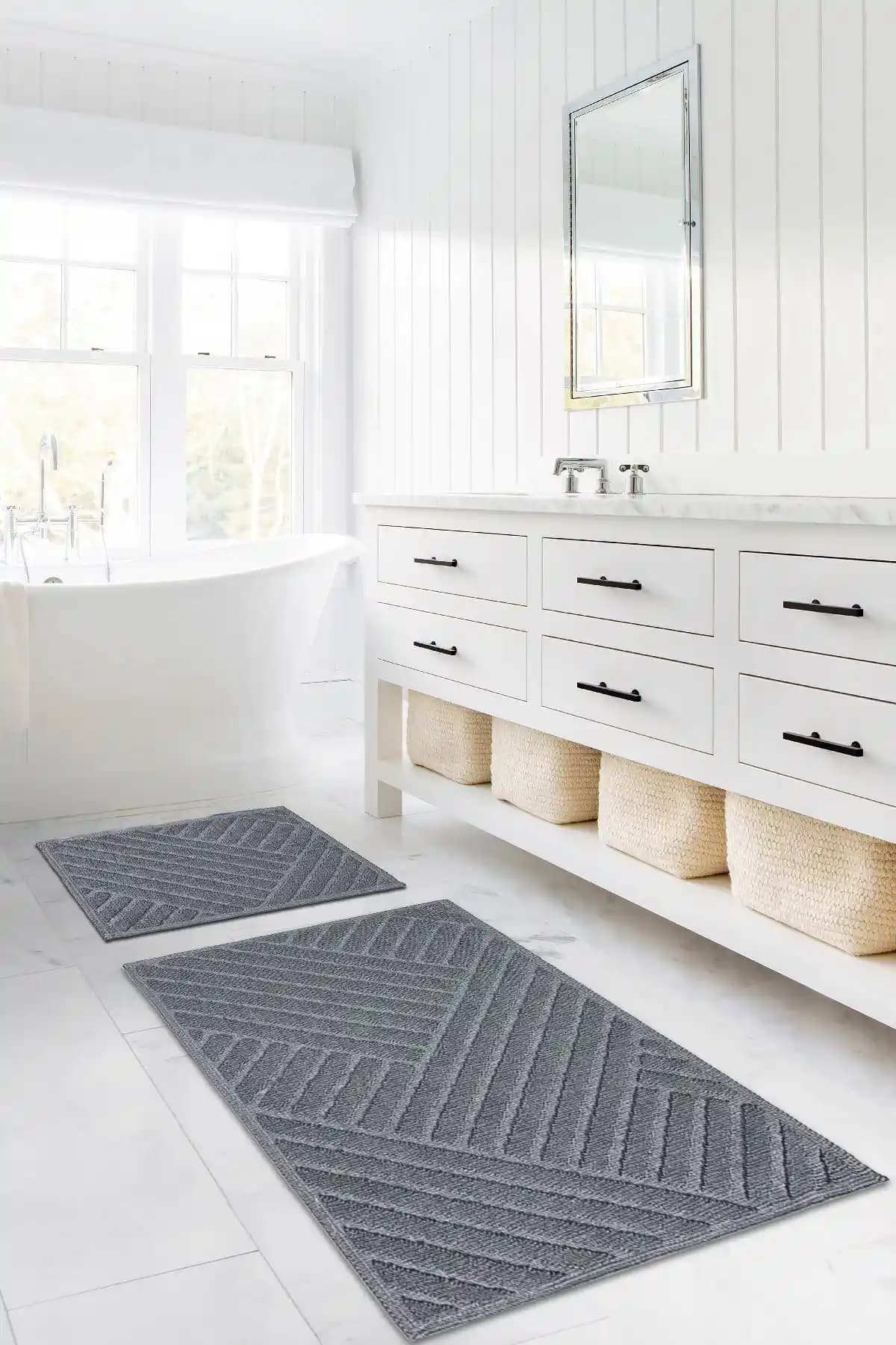 Koza Home Medea Gri 2'li Pamuk Banyo Paspas Takımı Estetik ve Konfor Sunar