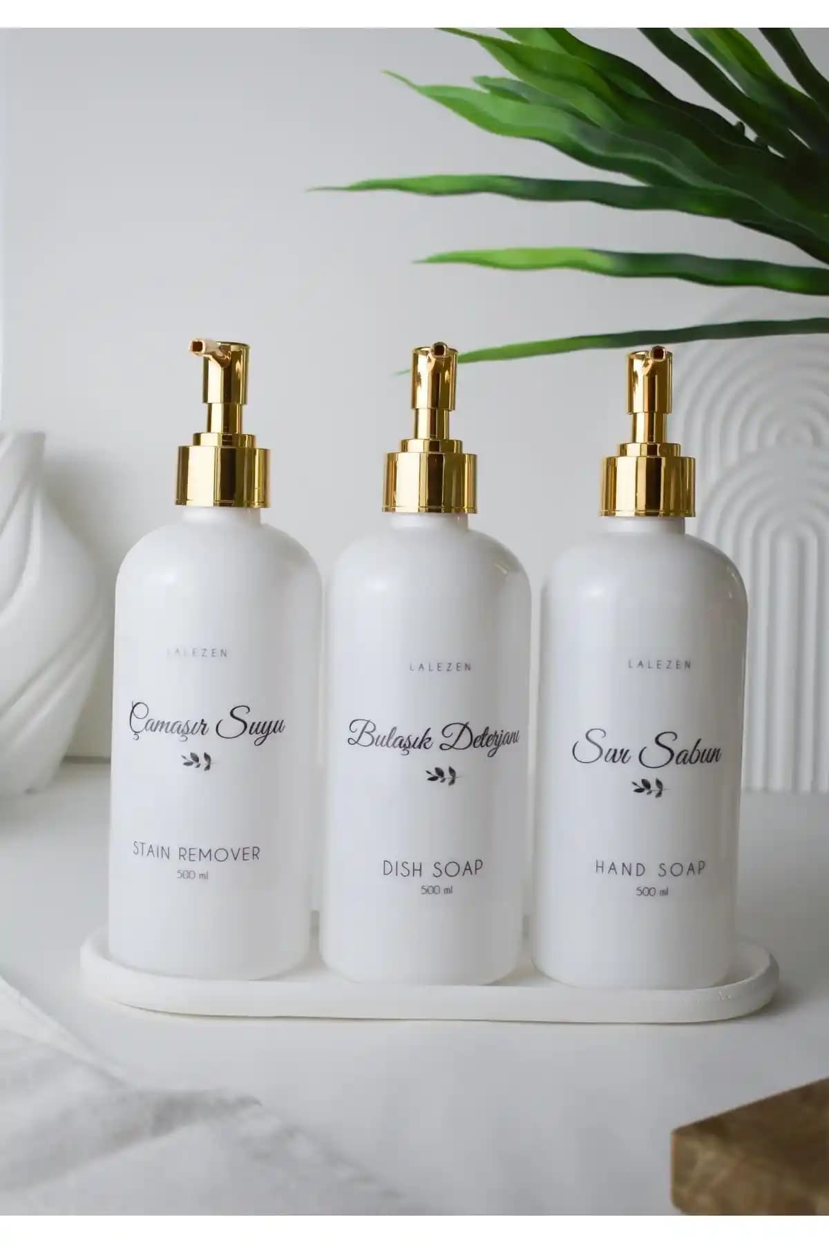 LALEZEN HOME BeYaz Uzun Stantlı Sıvı Sabun ve Temizlik Ürünleri Tanıtımı