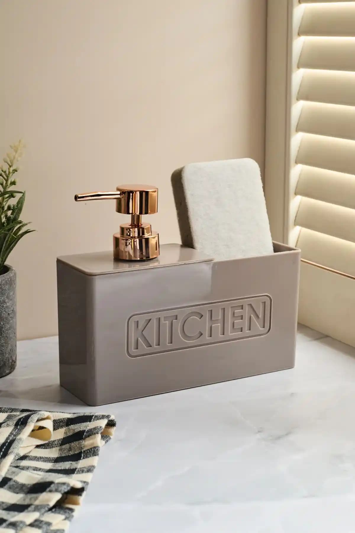 Perotti Kitchen Vizyon Sünger Hazneli Mutfak Sıvı Sabunlukları Modern ve Dayanıklı Tasarımıyla Mutfak Dekorunuza Şıklık Katıyor