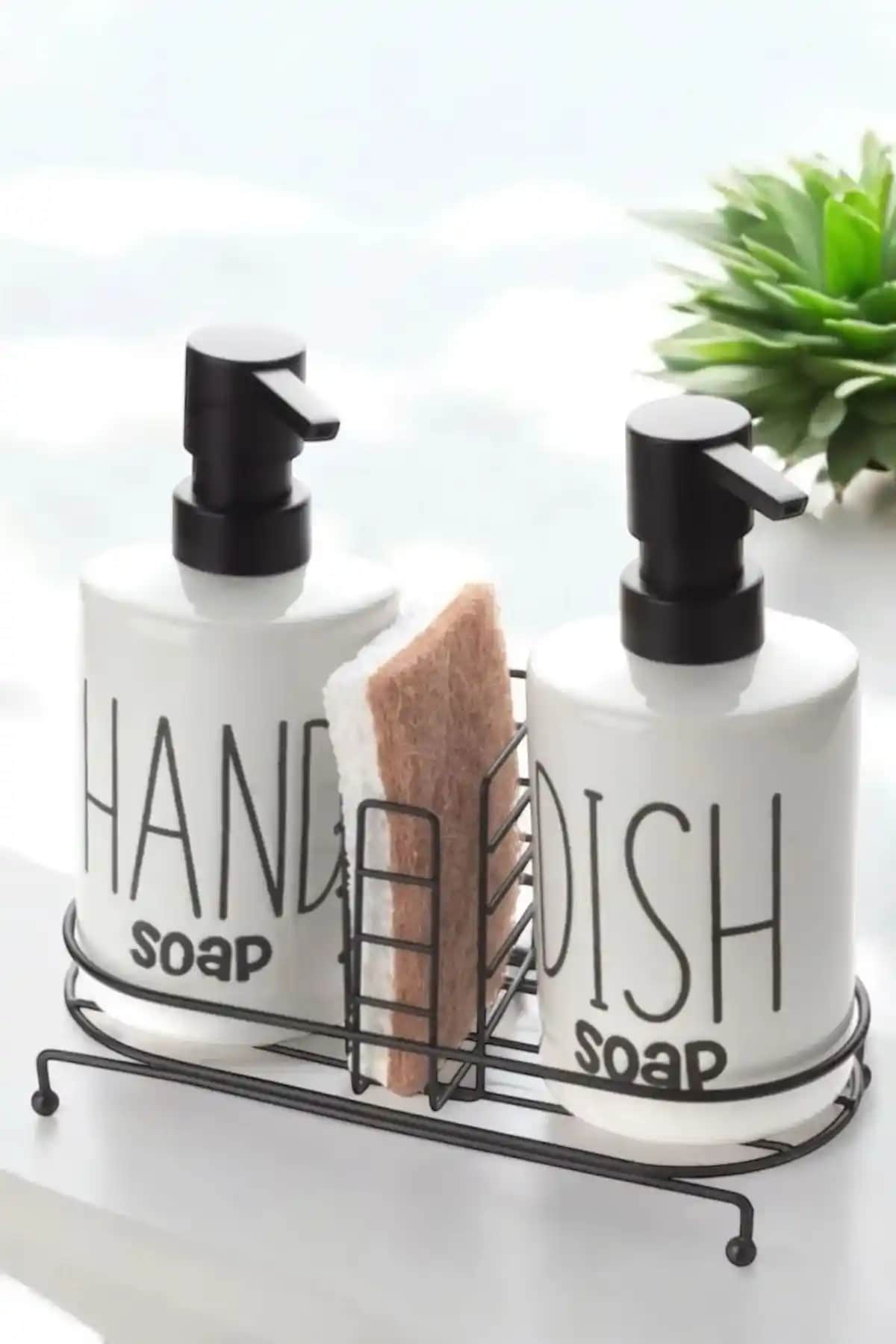 Woodcept Metal Standlı ve Süngerli Sıvı Sabunluk Seti: Modern ve Dayanıklı Tasarım