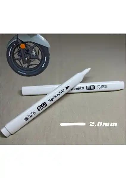 Motoporsuq Beyaz Lastik Yazı Kalemi 2.0mm dayanıklı ve su geçirmez araç lastik kalemi
