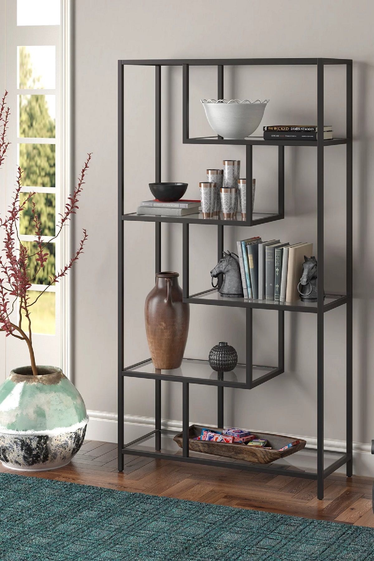 Şık ve Fonksiyonel TOLIAHOME Modern 6 Raflı Siyah Kitaplık ile Mekanınızı Güzelleştirin